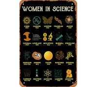 Plaque en métal inspirante « Women in Science » - Décoration murale rétro pour la maison, la cuisine, un pub, un bar, un café, une grotte d'homme - 20,3 x 30,5 cm