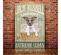 Plaque en métal Jack Russell Dog Jack Russell Laundry Extreme Clean Restaurant - Rétro - Vintage - Décoration murale - 20,3 x 30,5 cm