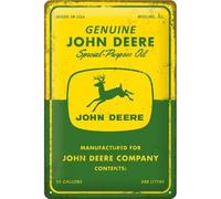 Plaque en métal - John Deere - 20 X 30 cm - Vintage - Décoration murale