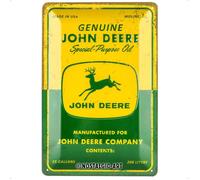 Plaque en métal - John Deere - 20 X 30 cm - Vintage - Décoration murale