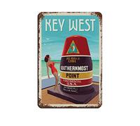 Plaque en métal « Key West Florida » - Décoration murale rustique amusante - 30 x 20 cm