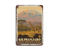 Plaque en métal Kilimanjarar - Grande montagne en Afrique - 30 x 20 cm
