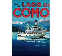 Plaque en métal - Lac de Côme, Italie, Italie - Décoration rétro - Décoration murale pour maison, cuisine, bar, café, club, grotte - 20 x 30 cm