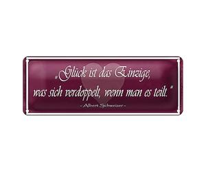 Plaque en métal - Le bonheur est le seul - Citation d'Albert Schweitzer - 10 x 27 cm