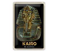 Plaque en métal | Le Caire | Égypte | Masque de mort Toutankhamon | 20 cm x 30 cm