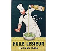 Plaque en métal Leonetto Cappiello - Art mural vintage de Paris - Poster français vintage - L'Guile Lesieur Olive - Publicité vintage - Poster littéraire - Alimentation et boisson - 20,3 x 30,5 cm