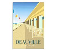Plaque en métal Les Planches Deauville France - Décoration murale vintage - Décoration murale - 20 x 30 cm