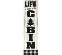 Plaque en métal « Life is Better at The Cabin » - Décoration murale rétro pour maison, porte, jardin, bars, restaurants, cafés, bureau, magasin, pubs, club - 10,2 x 40,6 cm