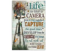 Plaque en métal Life Is Like A Camera Focus On What'S Important - 20,3 x 30,5 cm