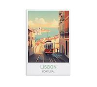 Plaque en métal Lisbonne Portugal, humoristique, voyage, bar, café, maison, chambre, art, décoration murale, cadeau, extérieur, intérieur, 20 x 30 cm