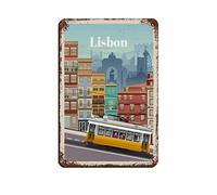 Plaque en métal Lisbonne Portugal Voyage Tin Signs Vintage Bar Club Cave Maison Cuisine Décoration murale Décor drôle 15 * 30CM