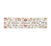 Plaque en métal « Love Lives Here Rustic Farmhouse Blessed »