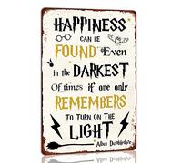 Plaque en métal magique vintage Happiness Can Be Found Even in the Darkest pour homme, grottes, pubs, chambre à coucher, restaurants - Décoration murale pour les amateurs de magiciens - 20,3 x 30,5 cm