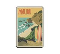Plaque en métal Malibu CA - Décoration murale vintage pour bar, club, maison, cuisine, etc. - Décoration humoristique - 15 x 30 cm