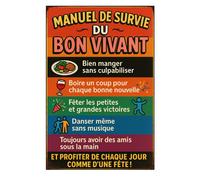 Plaque en métal manuel de survie du bon vivant