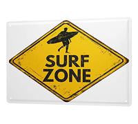 Plaque En Métal Métallique Poster Mural tin sign Étiquettes Avertissement Panneaux Interdiction Zone de surf