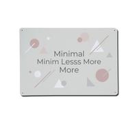 Plaque en métal Minimal Less More | Plaque murale ronde de style vintage pour café, bar, bureau, maison, jardin, porte d'entrée, chambre à coucher