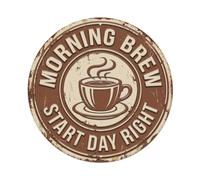 Plaque en métal « Morning Brew Start Day Right »