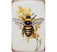 Plaque en métal motif floral abeille pour maison, cuisine, bar, chambre, garage, décoration insecte, miel, bourdon, cadeau pour amis, sœurs, maman 30,5 x 20,3 cm