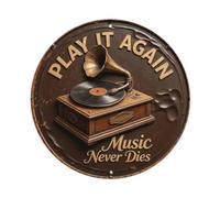 Plaque en métal « Music Never Die »