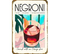 Plaque en métal Negroni Cocktail Rétro Décor Maison Cuisine Bar Café Club Cave Décoration murale Vintage Plaque en étain 20 x 30 cm