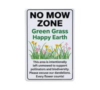 Plaque en métal « No Mow Zone Green Grass Happy Earth »