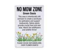 Plaque en métal « No Mow Zone Green Oasis »