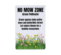 Plaque en métal « No Mow Zone Green Pollinator »