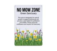 Plaque en métal No Mow Zone Green Sanctuary