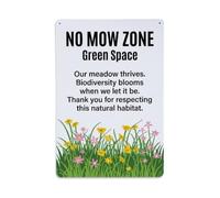 Plaque en métal « No Mow Zone Green Space »