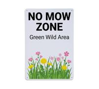 Plaque en métal No Mow Zone Green Wild Area