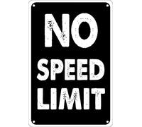 Plaque en métal « No Speed Limit » - Reproduction vintage - Décoration pour garage - 20,3 x 30,5 cm