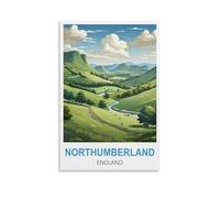 Plaque en métal Northumberland Angleterre Affiches Personnalisées Style Vintage Rétro Plaque en Métal Personnalisée pour Mur Extérieur, Intérieur, Bar Homme Cave Signes 30x40cm