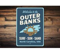Plaque en métal nostalgique Outer Banks - 20,3 x 30,5 cm - Décoration de salle de bain, bar, garages, ferme de campagne.