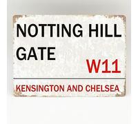 Plaque en métal Notting Hill Gate London Street - Vintage - Rétro - Décoration murale - 20,3 x 30,5 cm
