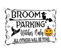 Plaque en métal « One Hour Broom Parking Witches Only » - Décoration d'Halloween pour bar, pub, café - 20,3 x 30,5 cm