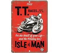 Plaque en métal originale TT Races Isle of Man - Affiche murale vintage - Peinture au fer - Pour bar, café, garage, maison, cadeau d'anniversaire, mariage
