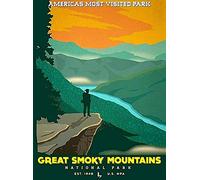 Plaque en métal, parc national des Great Smoky Mountains, Caroline du Nord, décoration vintage, art, maison, cuisine, bar, café, club, grotte, décoration murale, rétro, voyage, 30 x 30 cm