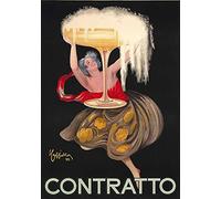 Plaque en métal Paris - Art mural Leonetto Cappiello - Publicité vintage - Contratto - Art français - Art déco - Affiche publicité rétro - 20,3 x 30,5 cm