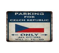 Plaque en métal « Parking for Czech Republic Only All Others Will Be Towed » - 20,3 x 30,5 cm - Décoration de porte d'entrée de jardin ou d'affaires - Cadeau - Drapeau de garage - Couleurs vives