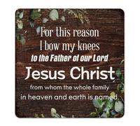 Plaque en métal personnalisable pour clôture, terrasse, garage, porche, 30,5 x 30,5 cm avec inscription « For This Reason I Bow My Knees to The Father of Our Lord Jesus Christ »
