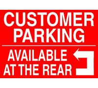Plaque en métal personnalisée avec inscription « Customer Parking At The Rear Shop Car Park Notice » - 20,3 x 30,5 cm