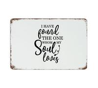 Plaque en métal personnalisée avec inscription « I Have Found The One Whom My Soul Loves Farmhouse » - Décoration de chambre à coucher pour homme - En aluminium - Pour bureau, salon, porche - 20,3 x