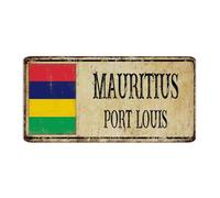 Plaque en métal personnalisée du port de l'île Maurice LOUIS - Décoration d'intérieur - Panneau en aluminium pour salon, affaires, extérieur, pays national, souvenir de route - Cadeau pour cabine -