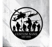 Plaque en métal personnalisée en forme de silhouette de soldats personnalisés, art mural en métal, cadeau d'art de l'armée (soldats C)