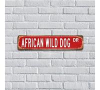 Plaque en métal personnalisée en métal avec nom de chien sauvage africain DR - Cadeau décoratif pour pubs, club, salon, café, bar, décoration d'intérieur, 10,2 x 45,7 cm