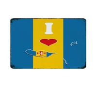Plaque en métal personnalisée « I Love My Country Madeira » - Décoration de chambre pour homme - Pour porte d'entrée, salon, cuisine - Signaux internationaux - Cadeau pour cour - 20,3 x 30,5 cm