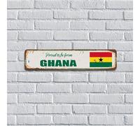 Plaque en métal personnalisée « Proud to Be from Ghana » - Drapeau d'État - Carte de marin - Plaque en métal pour jardin, porte d'entrée, décoration d'intérieur, 10,2 x 45,7 cm