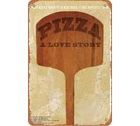 Plaque en métal Pizza: A Love Story 2019 - 20,3 x 30,5 cm - Décoration murale vintage rétro
