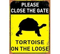 Plaque en métal « Please Close The Gate Tortoise On Loose Notice » - Plaque humoristique en forme de tortue pour décoration de jardin, de ferme, de cour et de jardin - En aluminium robuste antirouille